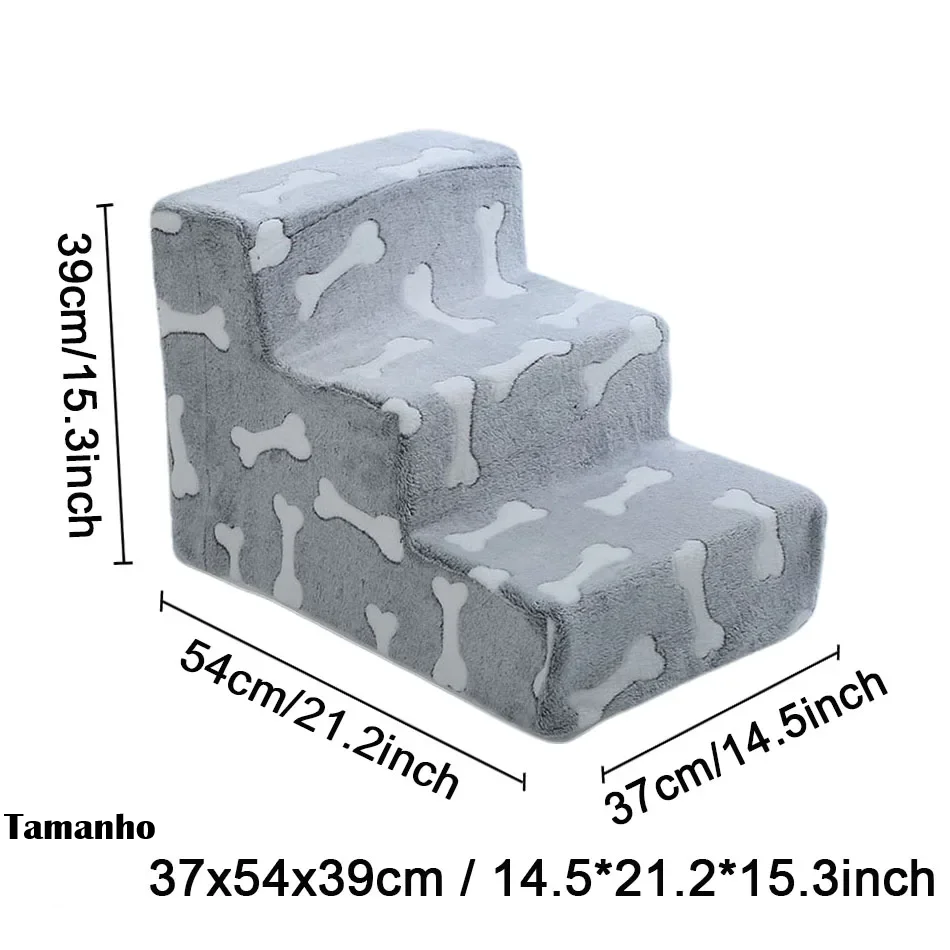 Escada Rampa para Cães - 3 Degraus Antiderrapante para Sofá e Cama