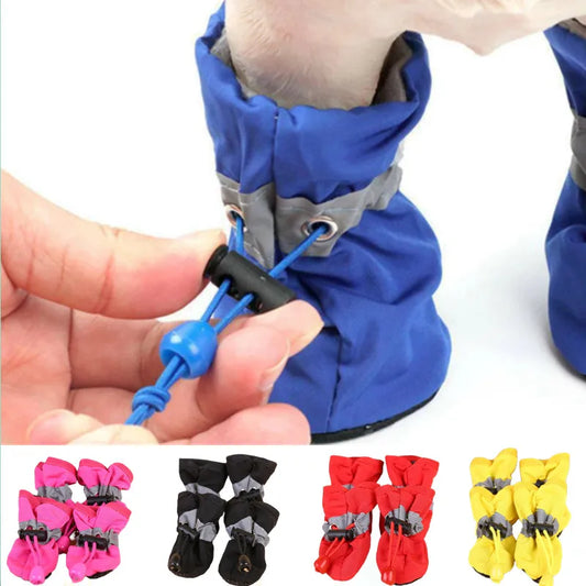 Meias Impermeáveis para Cão 4pcs Botas Antiderrapantes Chuva