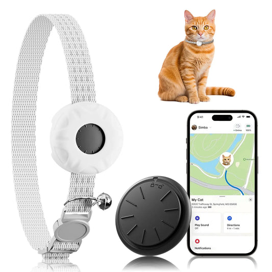 Localizador GPS Impermeável para Gatos com Fivela Segurança iOS Sem Mensalidade