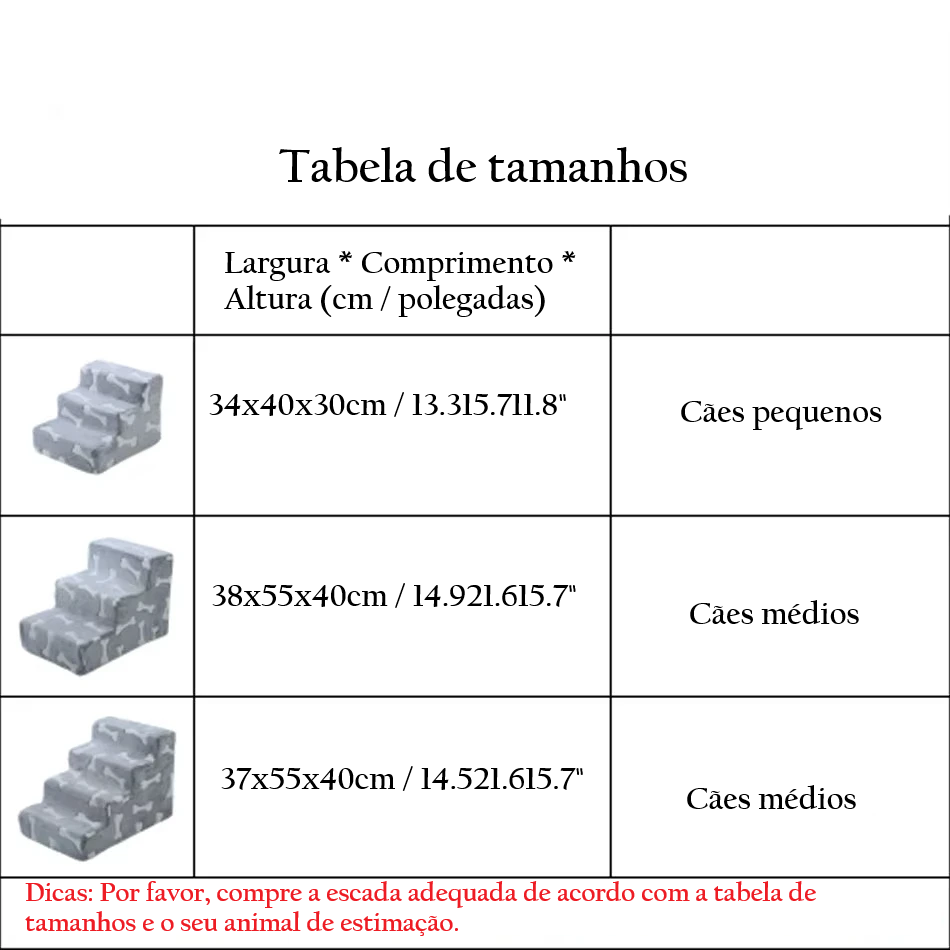 Escada Rampa para Cães - 3 Degraus Antiderrapante para Sofá e Cama