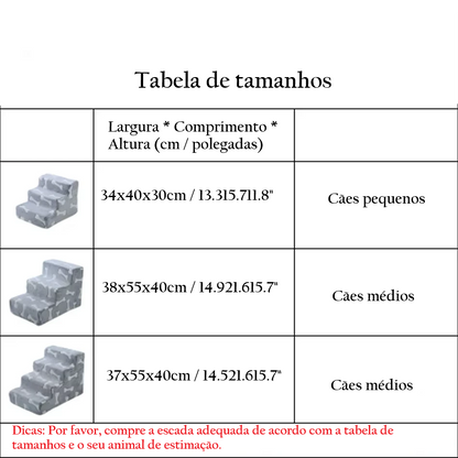 Escada Rampa para Cães - 3 Degraus Antiderrapante para Sofá e Cama
