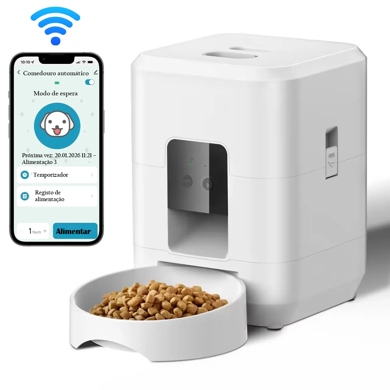 Comedouro Inteligente para Pets - Wi-Fi e Controle por Botão