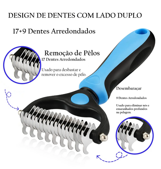 Escova Profissional para Remoção de Pelo de Cães e Gatos - Grooming Versátil