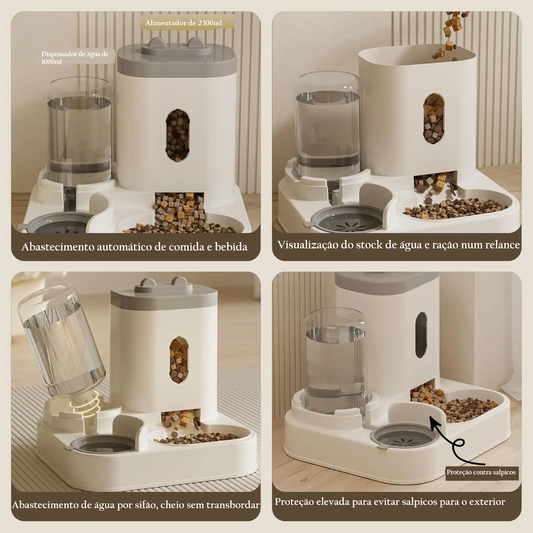 Comedouro Automático para Gatos - Dispensador de Ração com Água