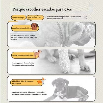 Escada Rampa para Cães - 3 Degraus Antiderrapante para Sofá e Cama